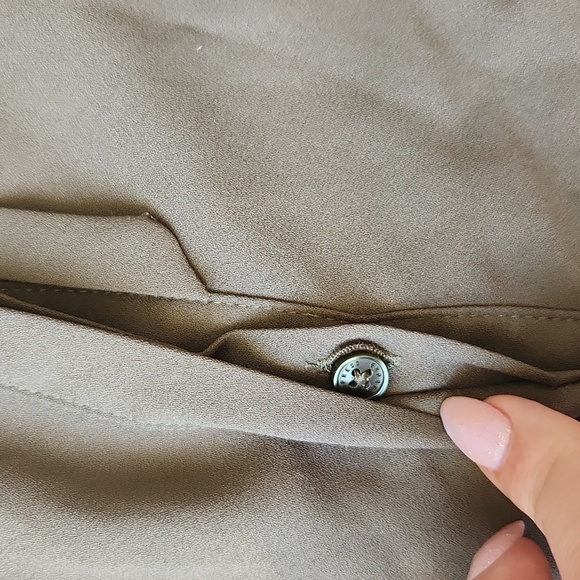 Olive Green Express Portifino Short Sleeve Shirt Dress Size L - Picture 3 of 4